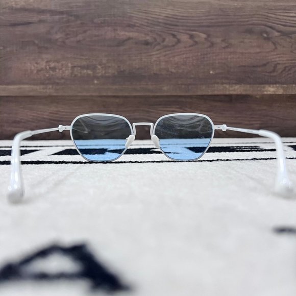 Alessandra Rich Linda Farrow Heart White Chain Blue Rectangular Lens Sunglasses - Picture 6 of 9